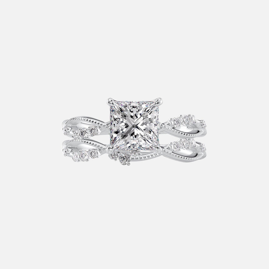  The Daisy Princess Moissanite Ring 14k White Gold 003