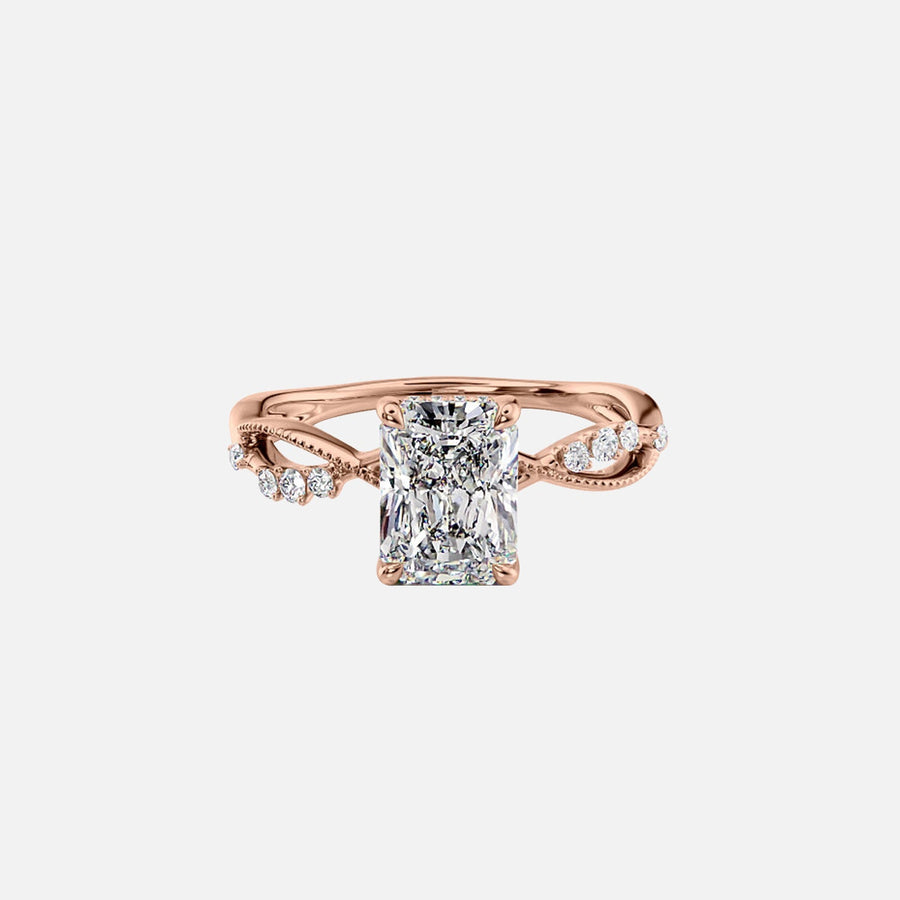  The Daisy Radiant Lab Diamond Ring 14k Rose Gold 001