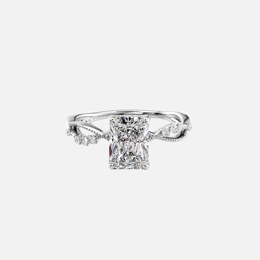  The Daisy Radiant Lab Diamond Ring 14k White Gold 001