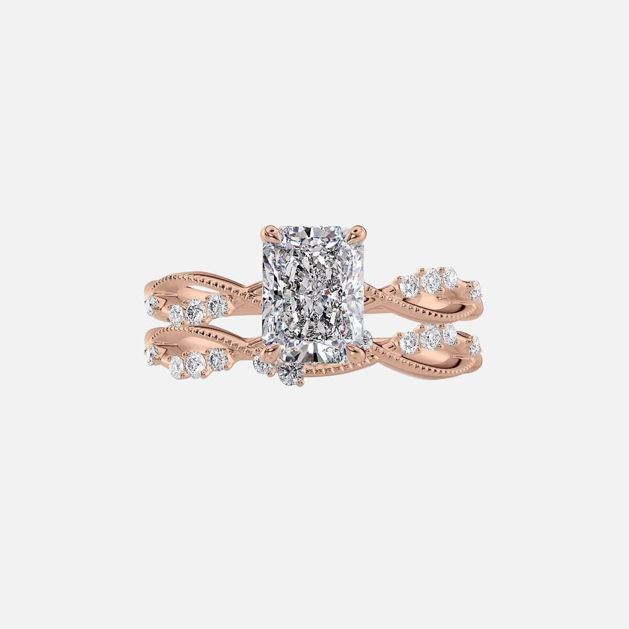  The Daisy Radiant Lab Diamond Ring 18k Rose Gold 003