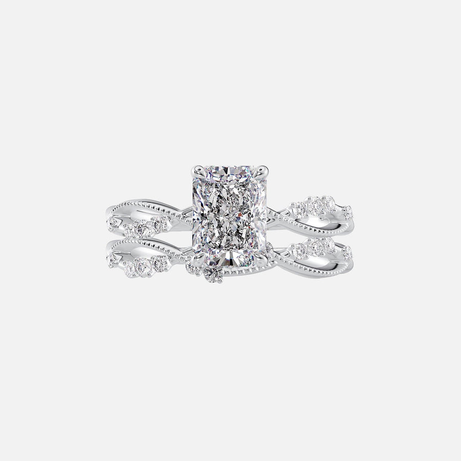  The Daisy Radiant Lab Diamond Ring 18k White Gold 003