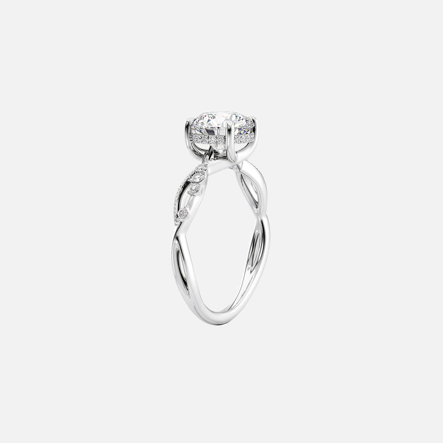  The Daisy Round Lab Diamond Ring 14k White Gold 002