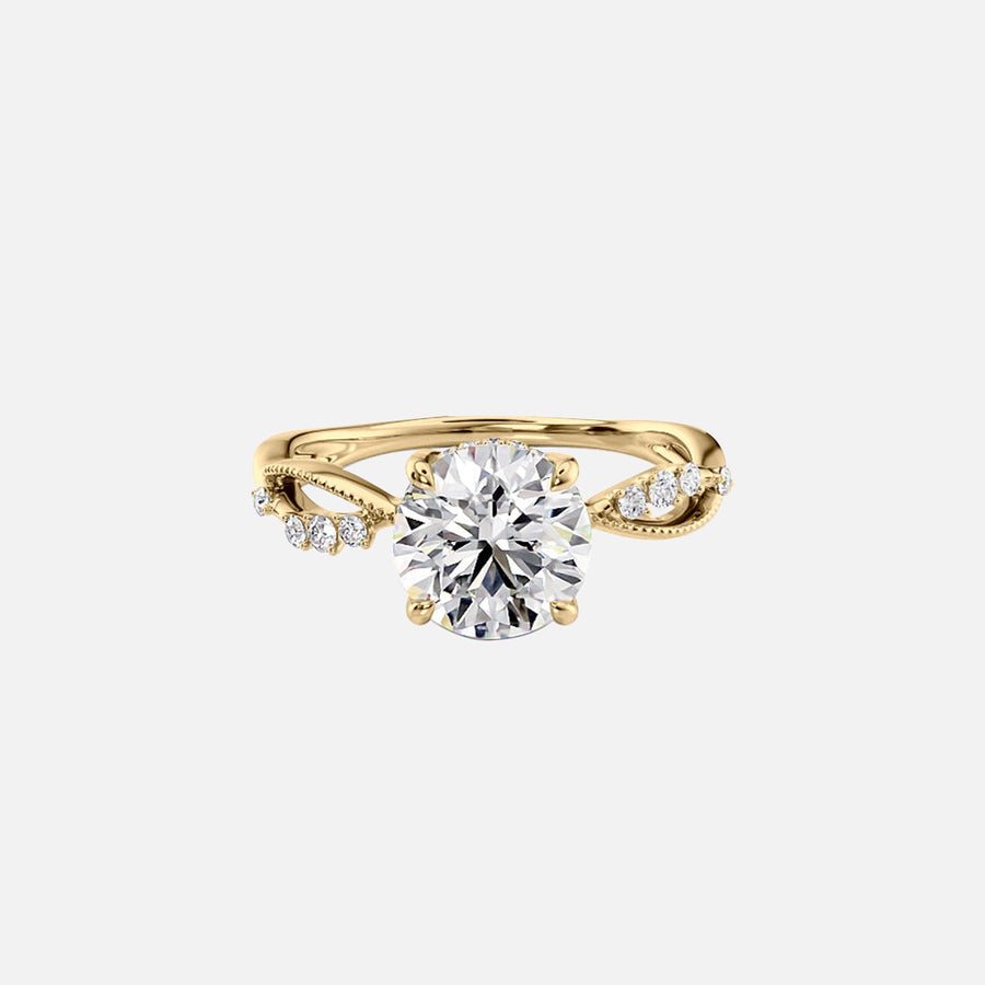 The Daisy Round Lab Diamond Ring 14k Yellow Gold 001