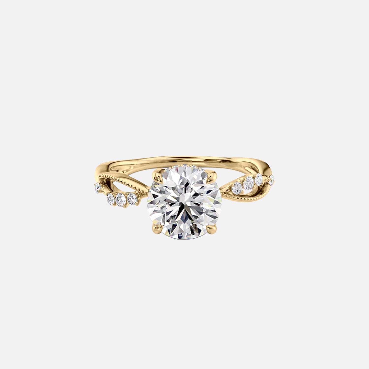 The Daisy Round Moissanite Ring 14k Yellow Gold 001