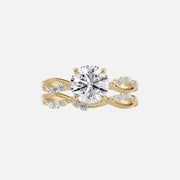  The Daisy Round Moissanite Ring 14k Yellow Gold 003