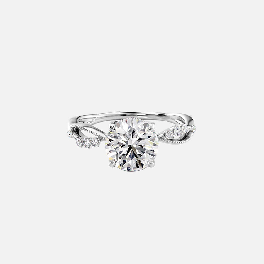  The Daisy Round Moissanite Ring 18k White Gold 001