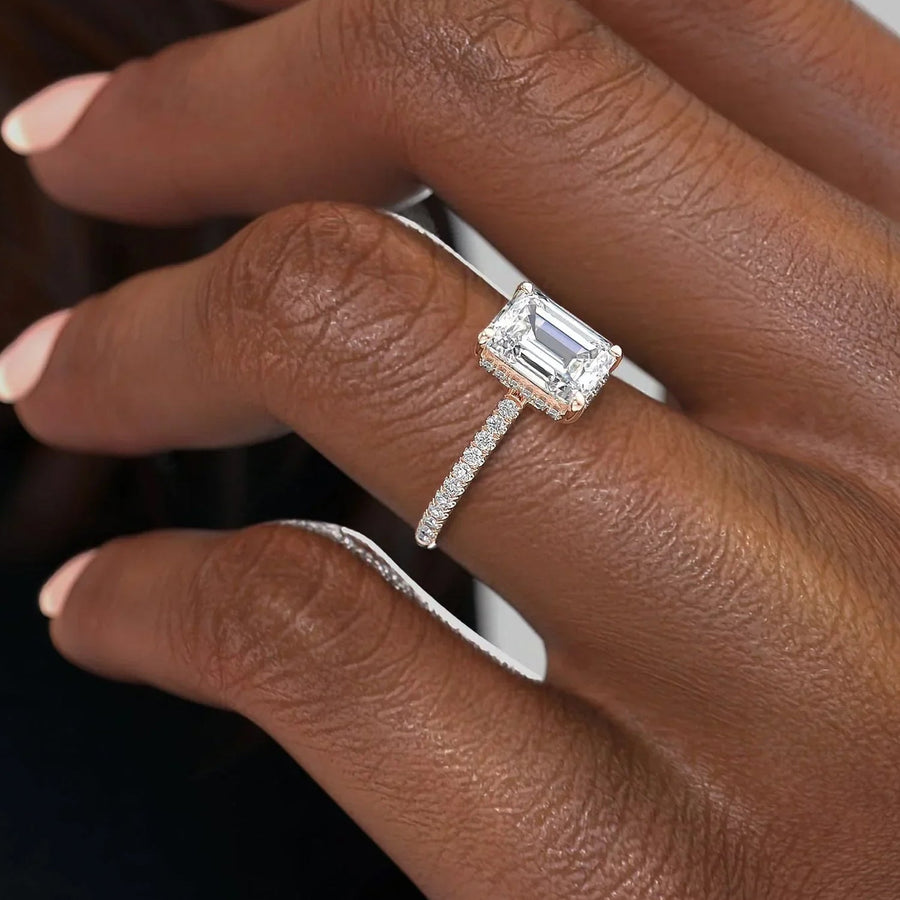 The Elisa Emerald Pave Moissanite Ring - KNT - Engagement Rings, Wedding Bands & Fine Jewelry