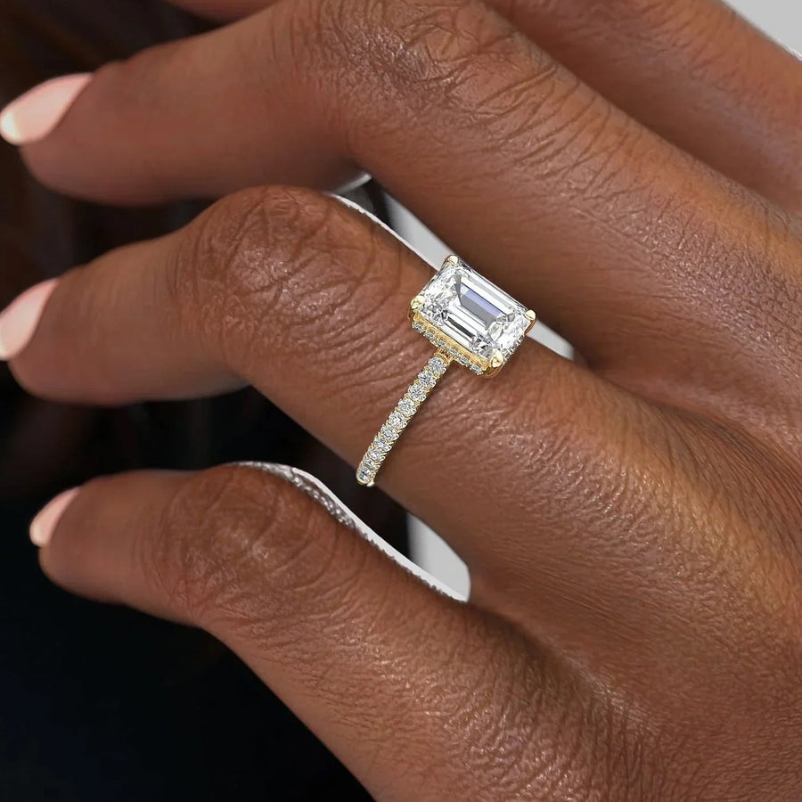 The Elisa Emerald Pave Moissanite Ring - KNT - Engagement Rings, Wedding Bands & Fine Jewelry