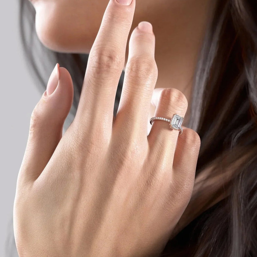 The Elisa Emerald Pave Moissanite Ring - KNT - Engagement Rings, Wedding Bands & Fine Jewelry