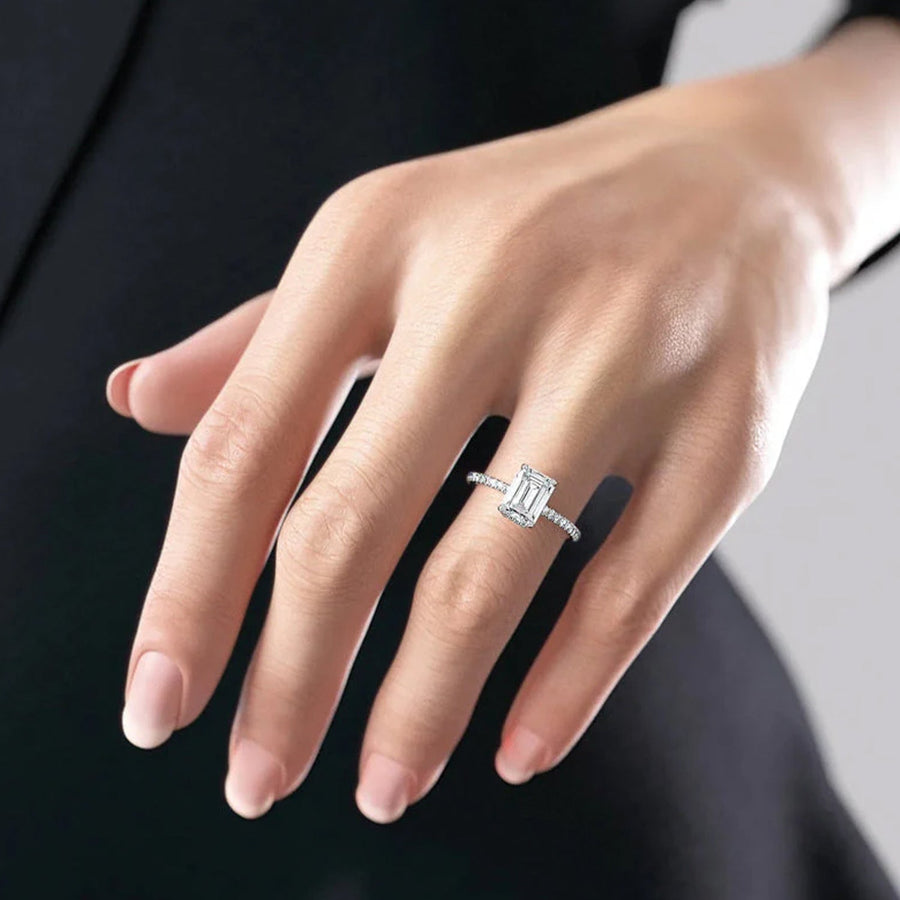 The Elisa Emerald Pave Moissanite Ring - KNT - Engagement Rings, Wedding Bands & Fine Jewelry