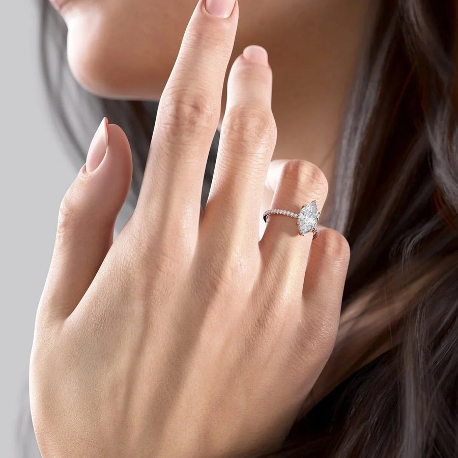 The Elisa Marquise Pave Moissanite Ring - KNT - Engagement Rings, Wedding Bands & Fine Jewelry