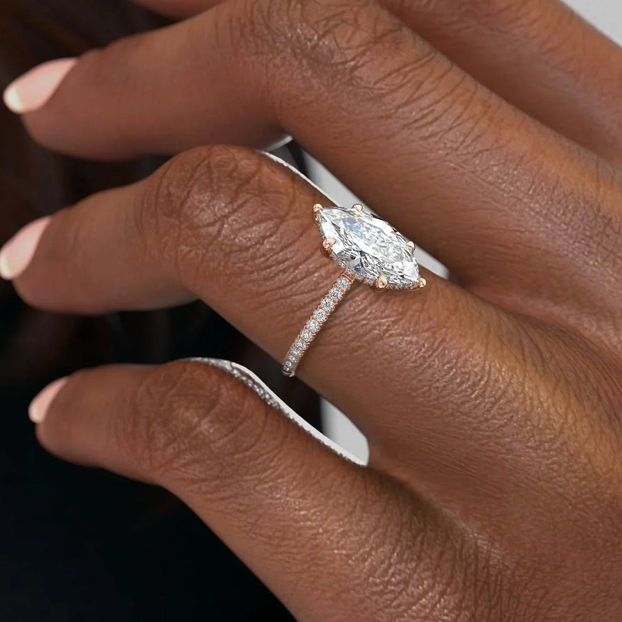 The Elisa Marquise Pave Moissanite Ring - KNT - Engagement Rings, Wedding Bands & Fine Jewelry