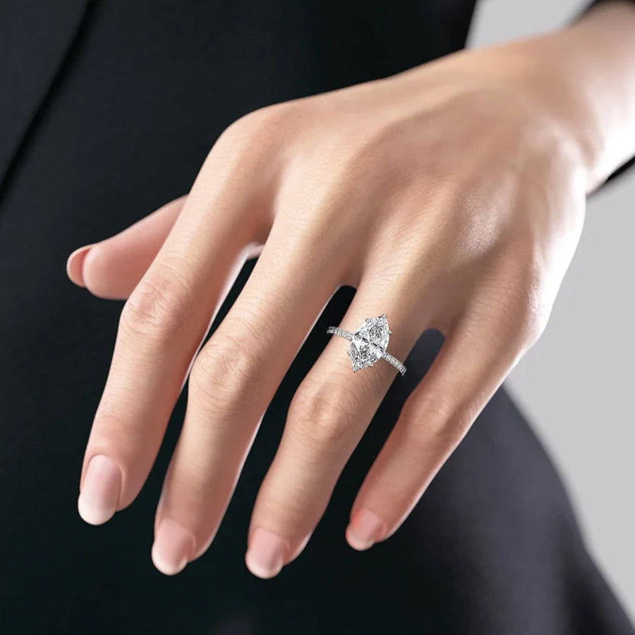 The Elisa Marquise Pave Moissanite Ring - KNT - Engagement Rings, Wedding Bands & Fine Jewelry