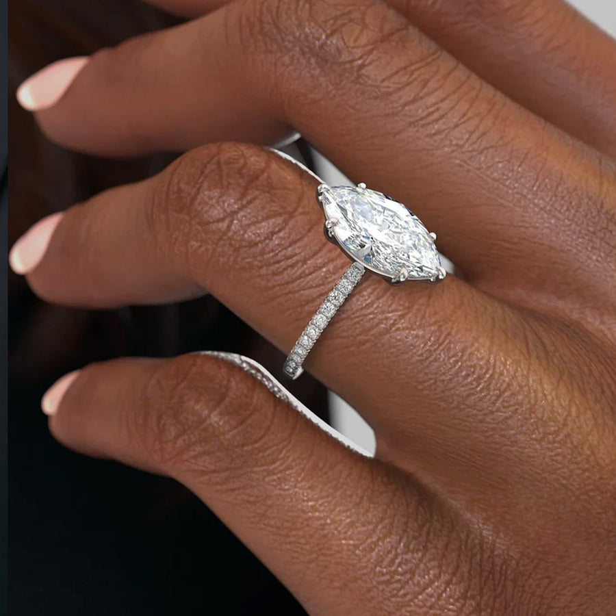The Elisa Marquise Pave Moissanite Ring - KNT - Engagement Rings, Wedding Bands & Fine Jewelry