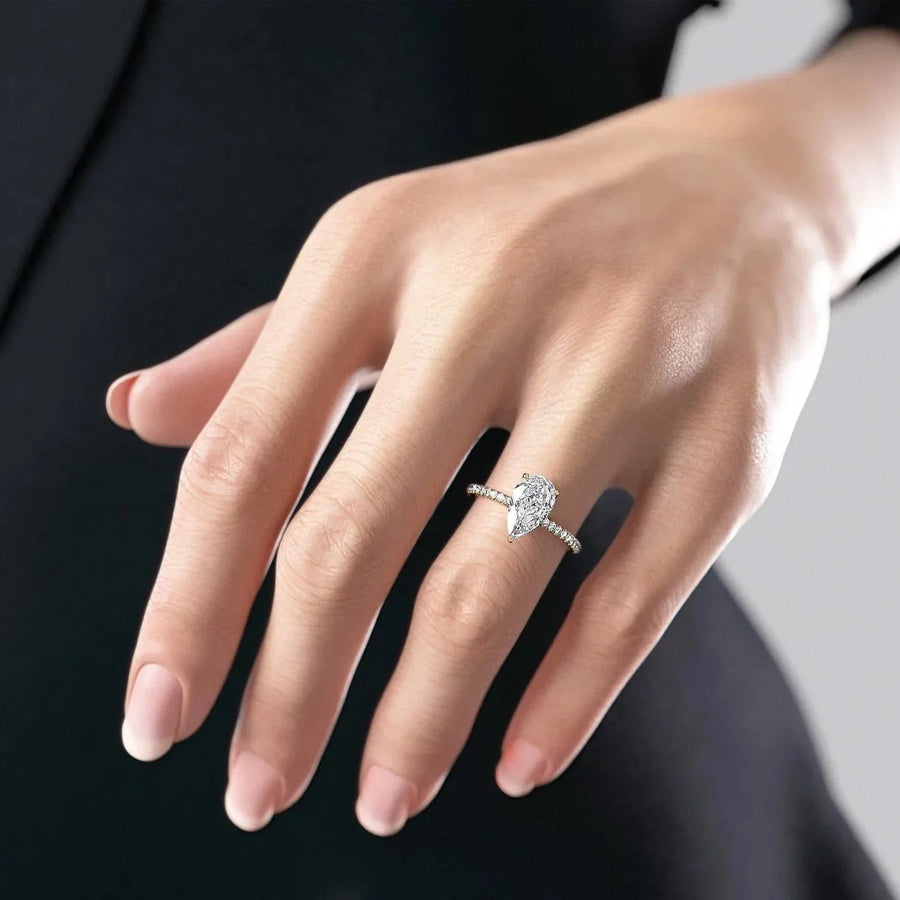 The Elisa Pear Pave Moissanite Ring - KNT - Engagement Rings, Wedding Bands & Fine Jewelry