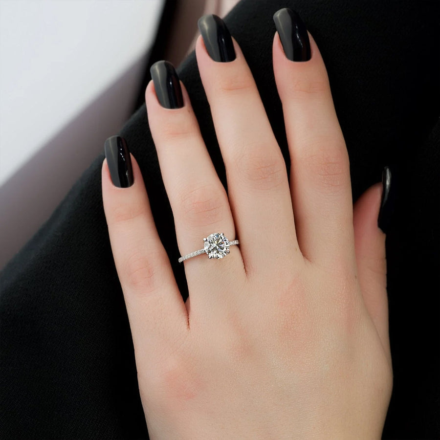 The Elisa Round Pave Moissanite Ring - KNT - Engagement Rings, Wedding Bands & Fine Jewelry