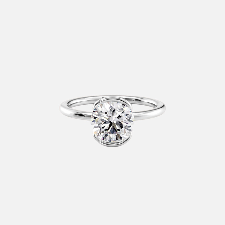  The Eliza Round Moissanite Ring 18k White Gold 001