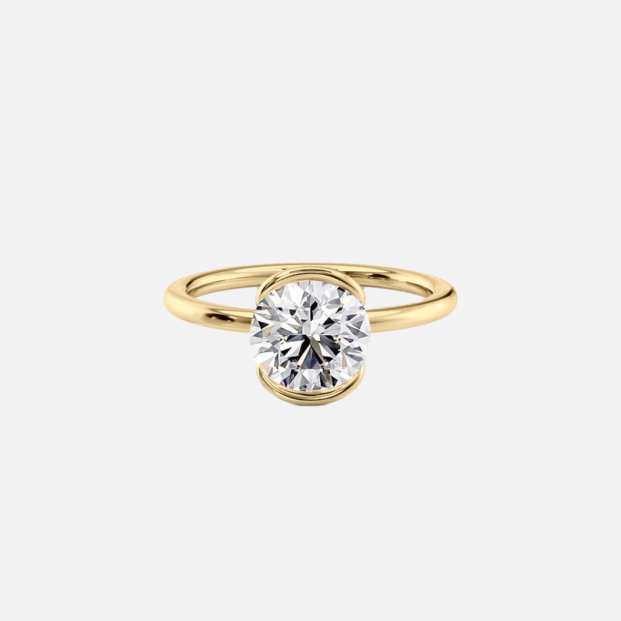  The Eliza Round Moissanite Ring 18k Yellow Gold 001