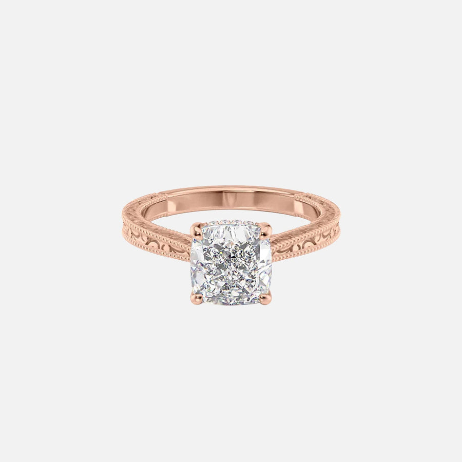 The Elizabeth Cushion Moissanite Ring 14k Rose Gold 001