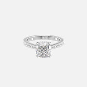  The Elizabeth Cushion Moissanite Ring 14k White Gold 001