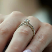  The Elizabeth Cushion Moissanite Ring 18k White Gold 004 Final