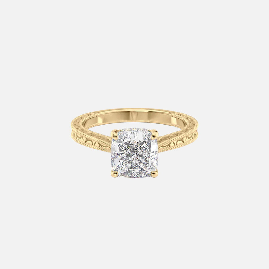  The Elizabeth Cushion Moissanite Ring 18k Yellow Gold 001