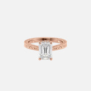  The Elizabeth Emerald Lab Diamond Ring 14k Rose Gold 001
