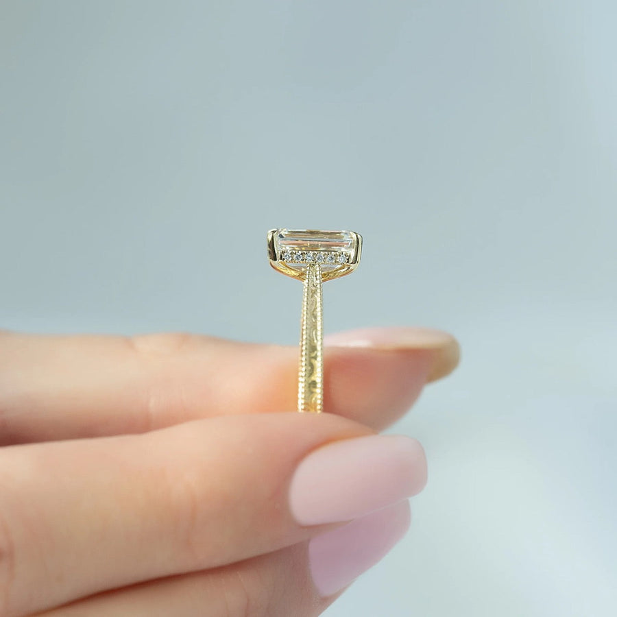  The Elizabeth Emerald Lab Diamond Ring 14k Yellow Gold 004 Final