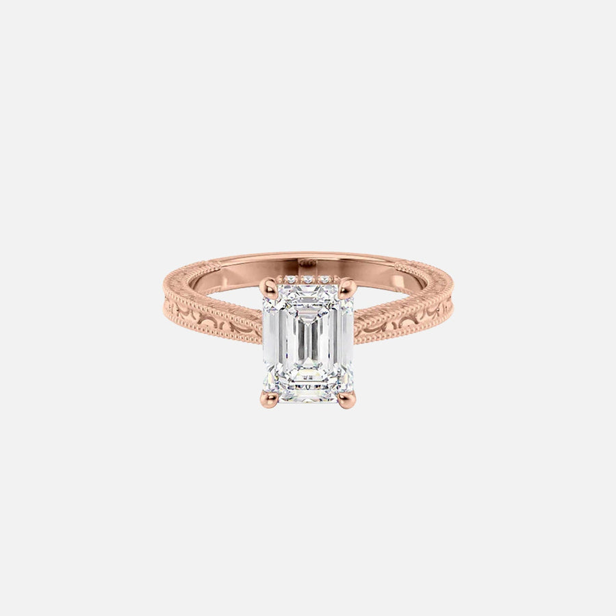  The Elizabeth Emerald Lab Diamond Ring 18k Rose Gold 001