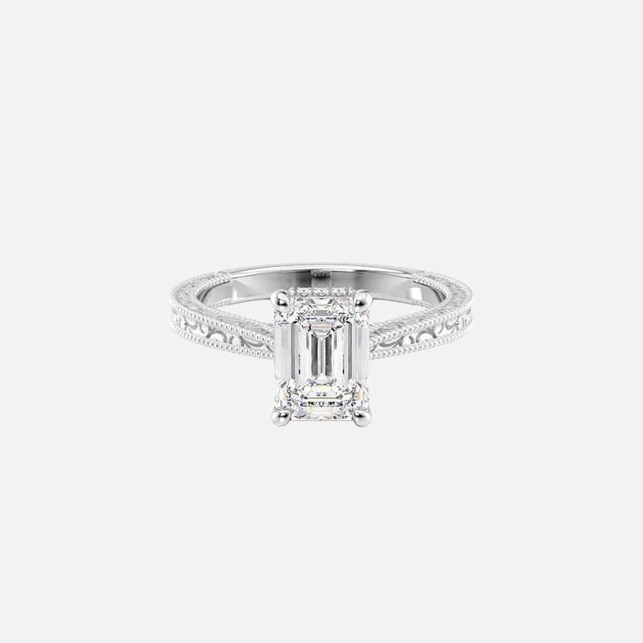  The Elizabeth Emerald Lab Diamond Ring 18k White Gold 001