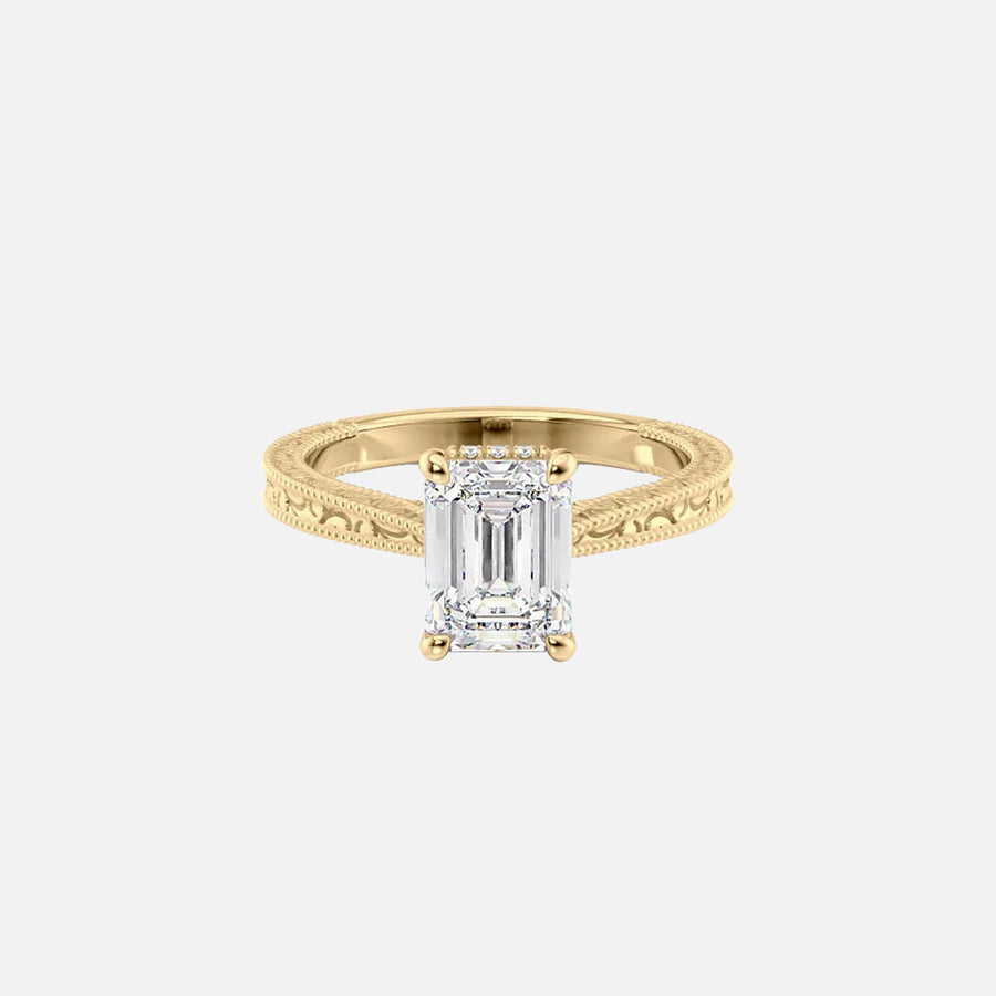  The Elizabeth Emerald Lab Diamond Ring 18k Yellow Gold 001