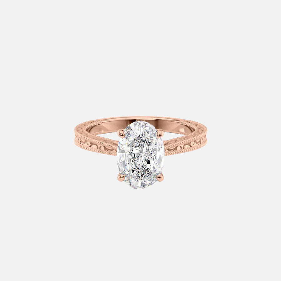  The Elizabeth Oval Lab Diamond Ring 14k Rose Gold 001