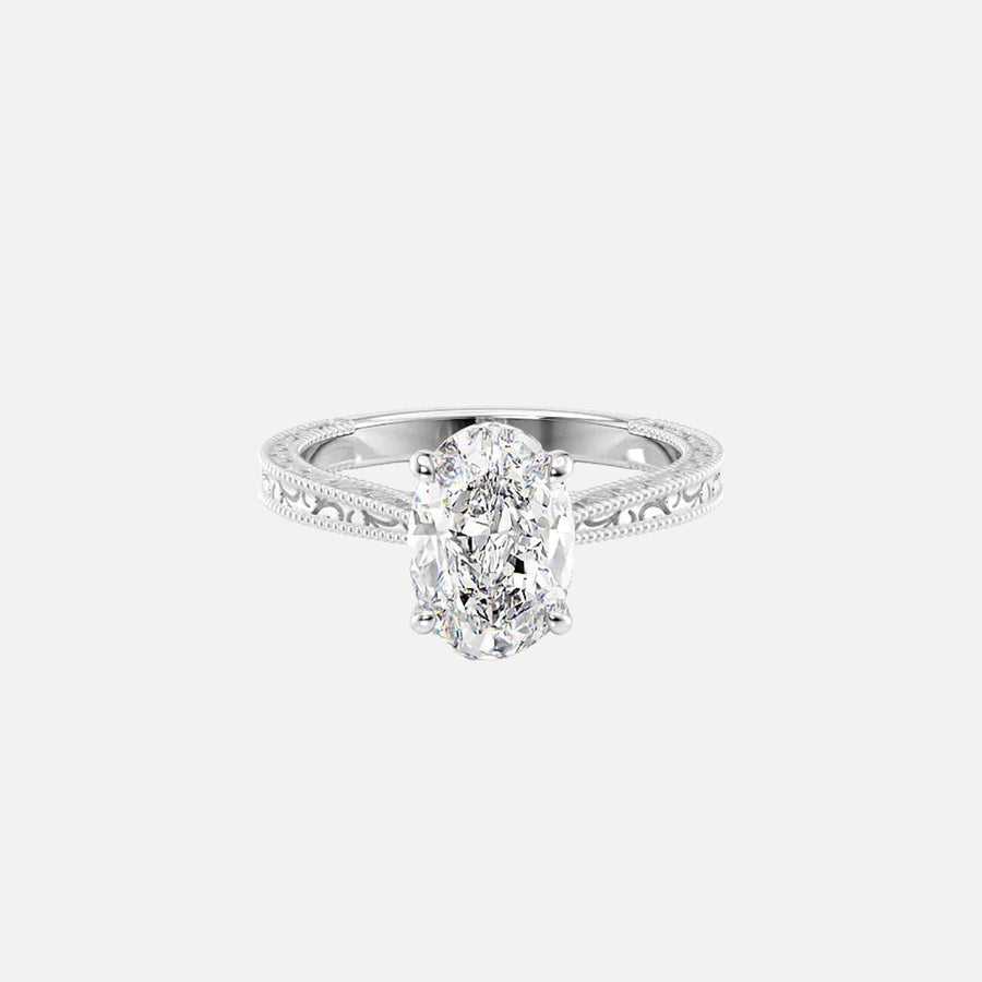  The Elizabeth Oval Lab Diamond Ring 14k White Gold 001