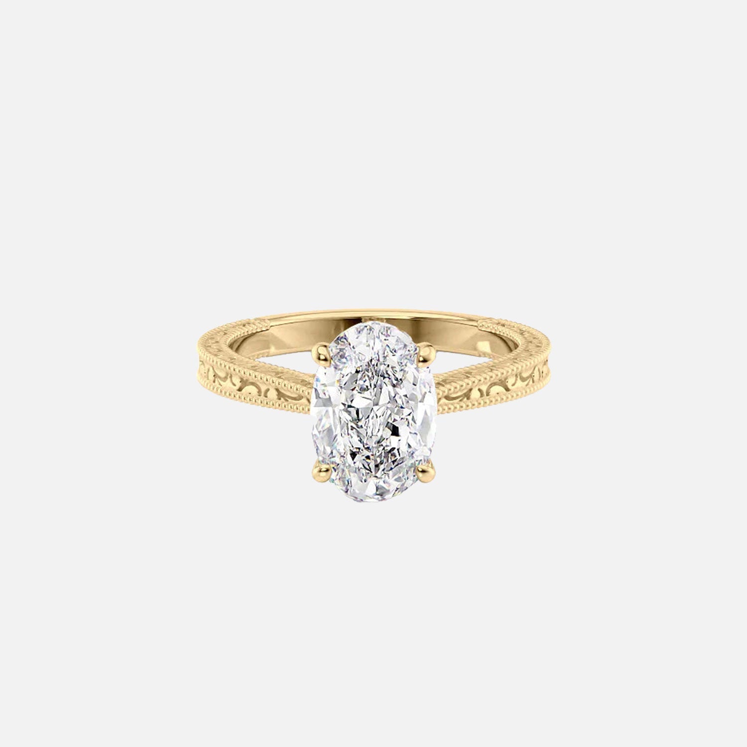 The Elizabeth Oval Lab Diamond Ring 14k Yellow Gold 001