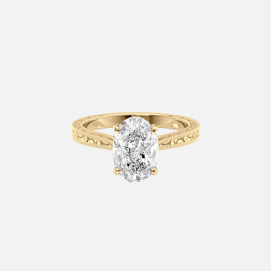  The Elizabeth Oval Lab Diamond Ring 18k Yellow Gold 001