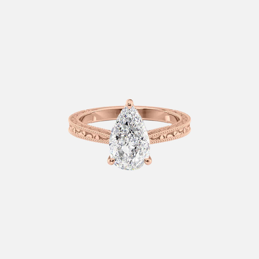  The Elizabeth Pear Lab Diamond Ring 14k Rose Gold 001