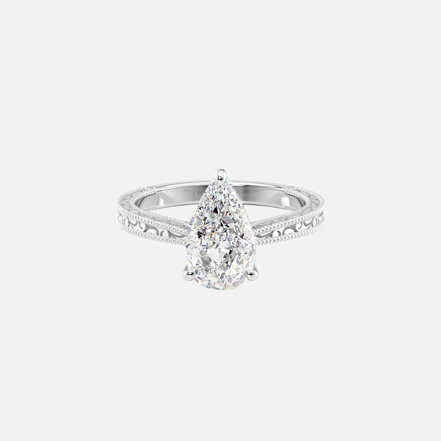  The Elizabeth Pear Lab Diamond Ring 18k White Gold 001