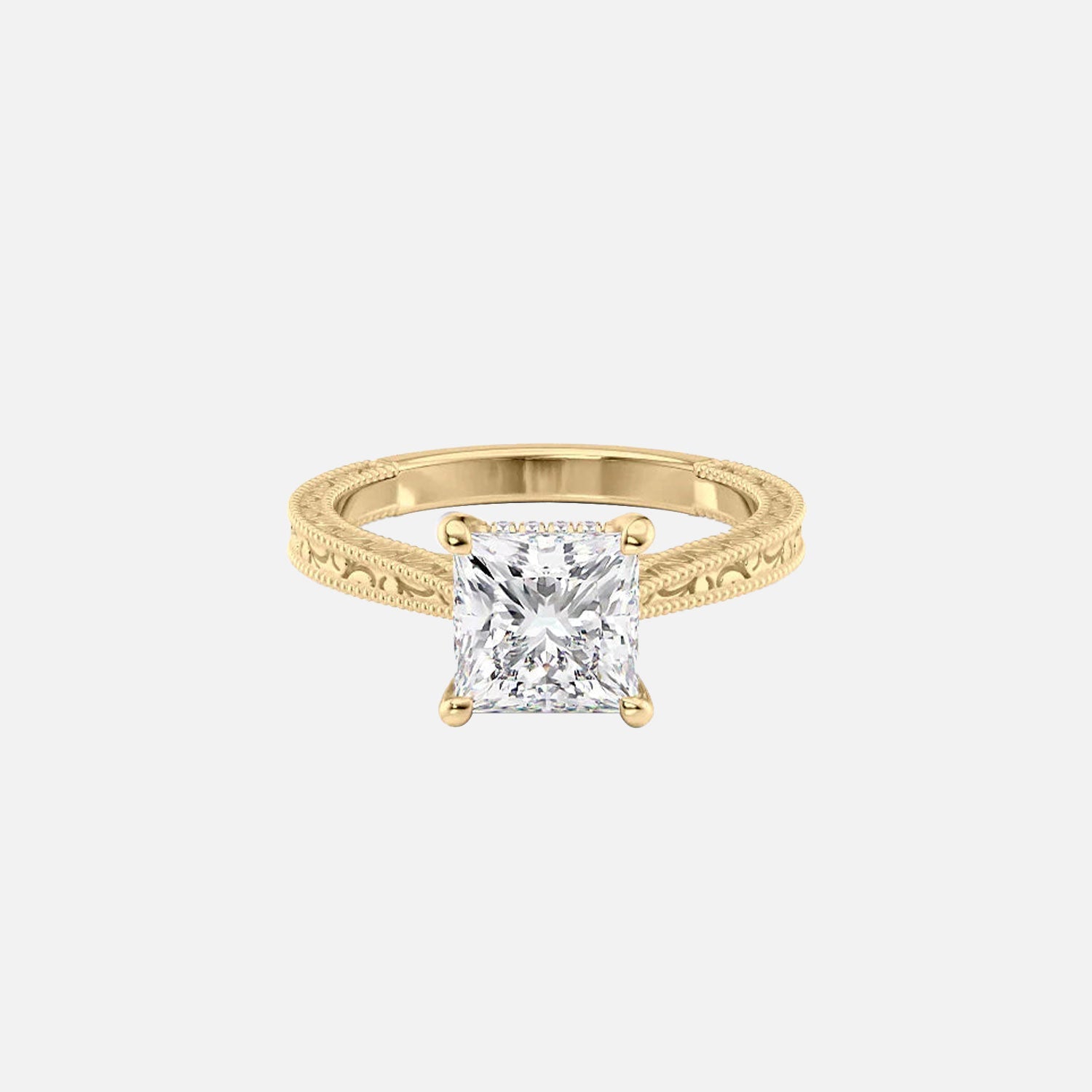 The Elizabeth Princess Lab Diamond Ring 14k Yellow Gold 001