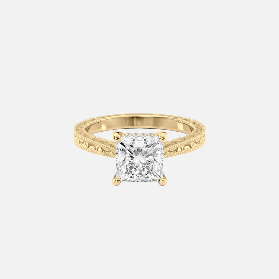 The Elizabeth Princess Lab Diamond Ring 14k Yellow Gold 001