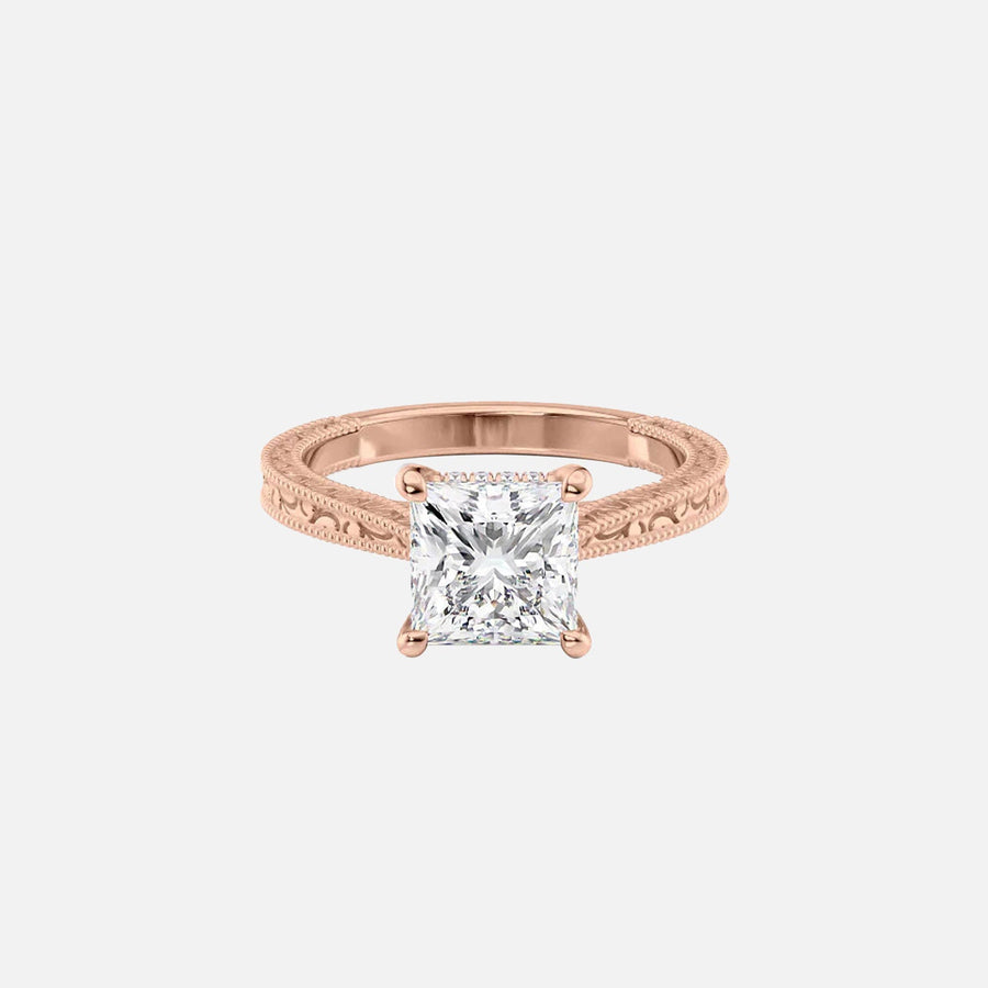  The Elizabeth Princess Lab Diamond Ring 18k Rose Gold 001