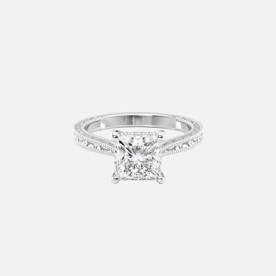  The Elizabeth Princess Lab Diamond Ring 18k White Gold 001