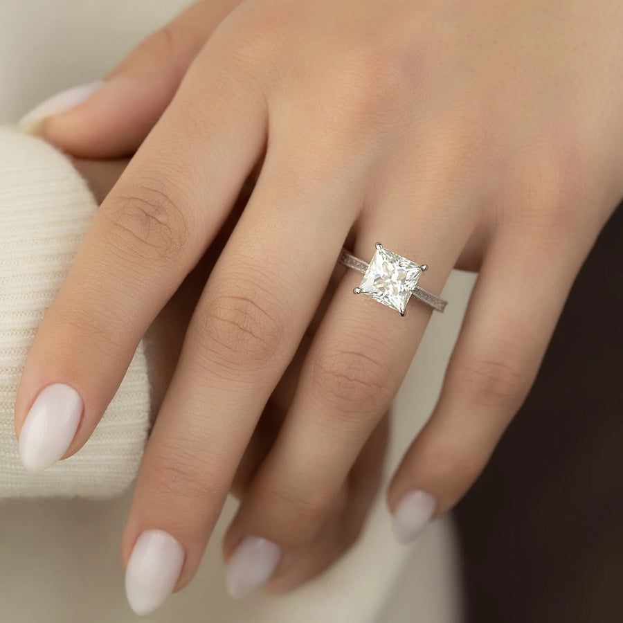  The Elizabeth Princess Lab Diamond Ring 18k White Gold 003