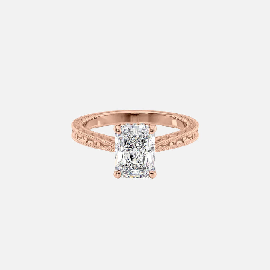  The Elizabeth Radiant Lab Diamond Ring 14k Rose Gold 001
