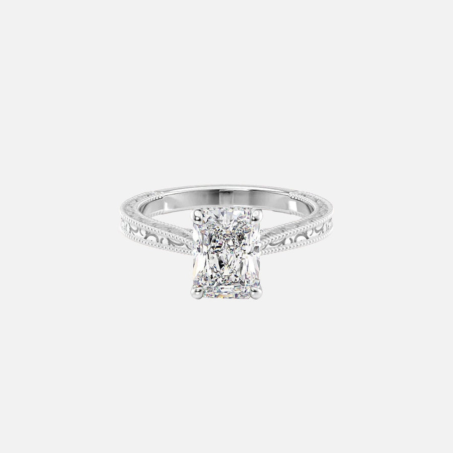  The Elizabeth Radiant Lab Diamond Ring 14k White Gold 001