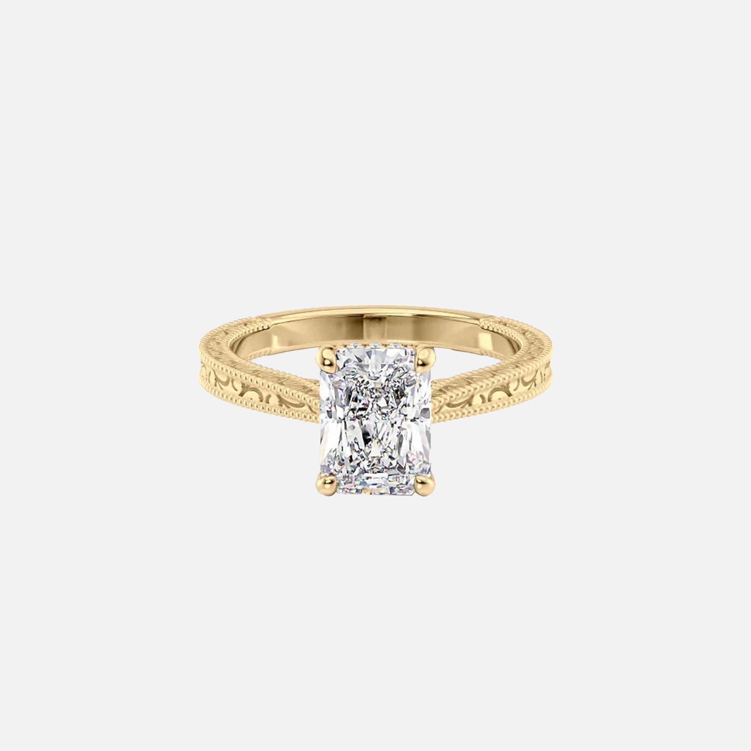 The Elizabeth Radiant Moissanite Ring 14k Yellow Gold 001