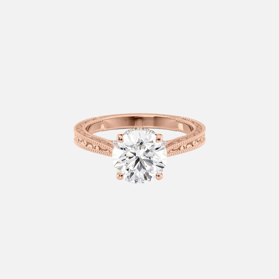  The Elizabeth Round Lab Diamond Ring 14k Rose Gold 001