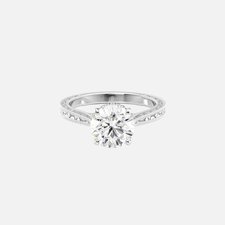 The Elizabeth Round Lab Diamond Ring 14k White Gold 001
