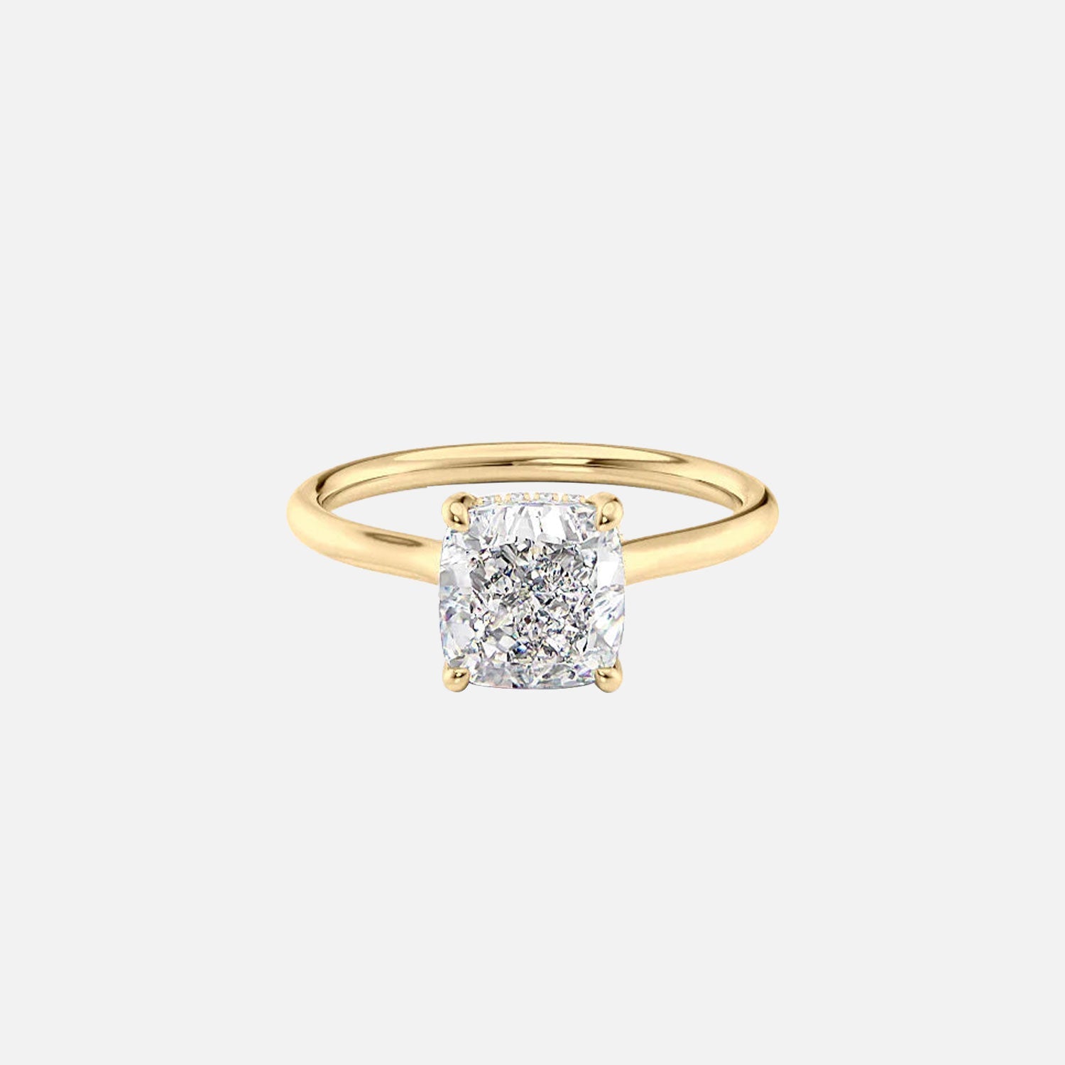 The Ellie Cushion Moissanite Ring 14k Yellow Gold 001