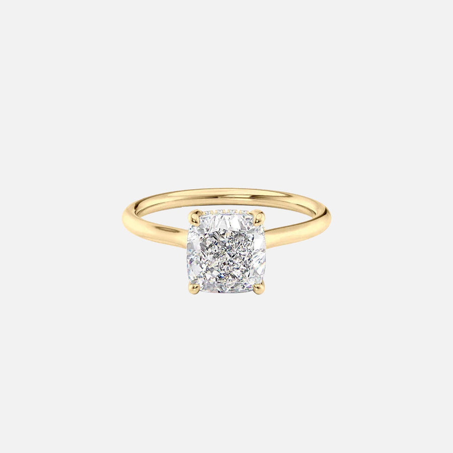  The Ellie Cushion Moissanite Ring 18k Yellow Gold 001