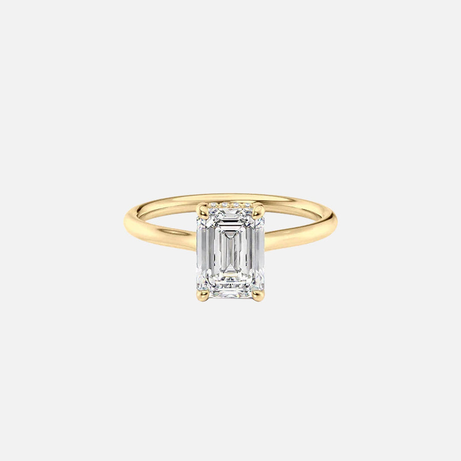 The Ellie Emerald Lab Diamond Ring 14k Yellow Gold 001